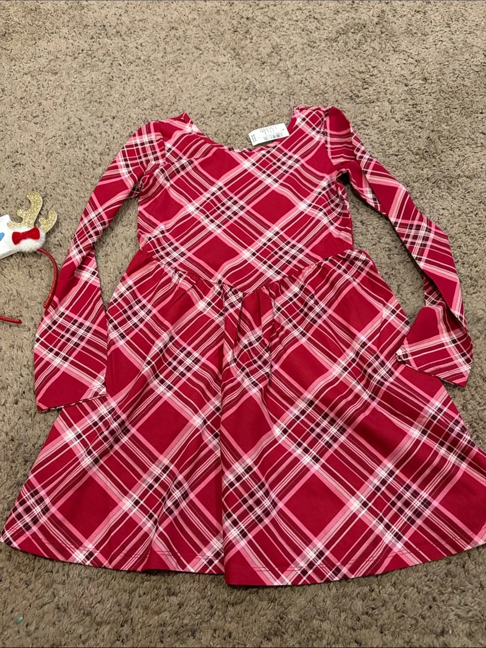 The Children's Place Red Plaid Long-Sleeve Dress - Picture 3 of 7
